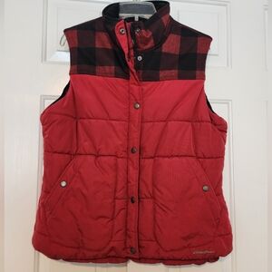 Eddie Bauer Red Buffalo Plaid Men's Puffer Vest  Size XL